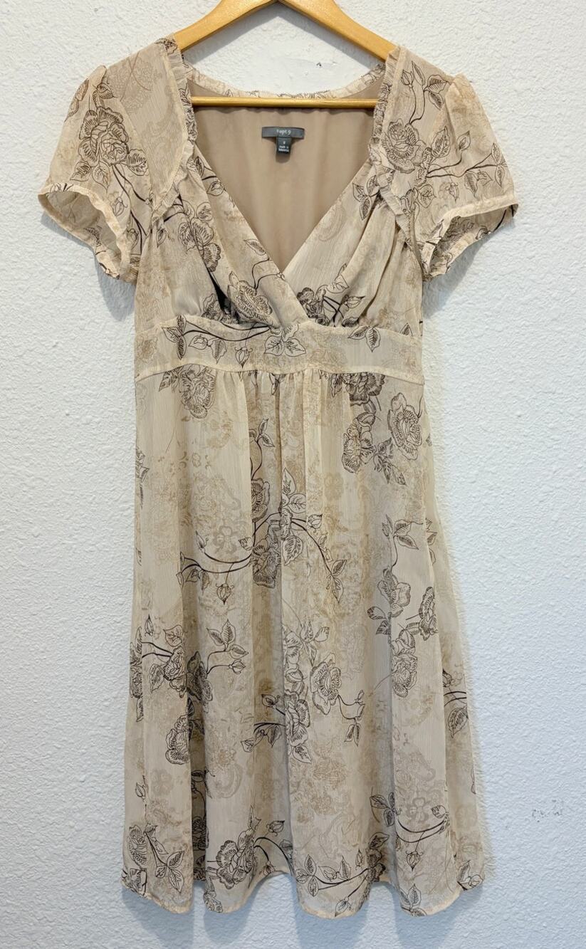 Y2k Babydoll Dress Floral Sheer Overlay Boho Fairy Romantic Feminine